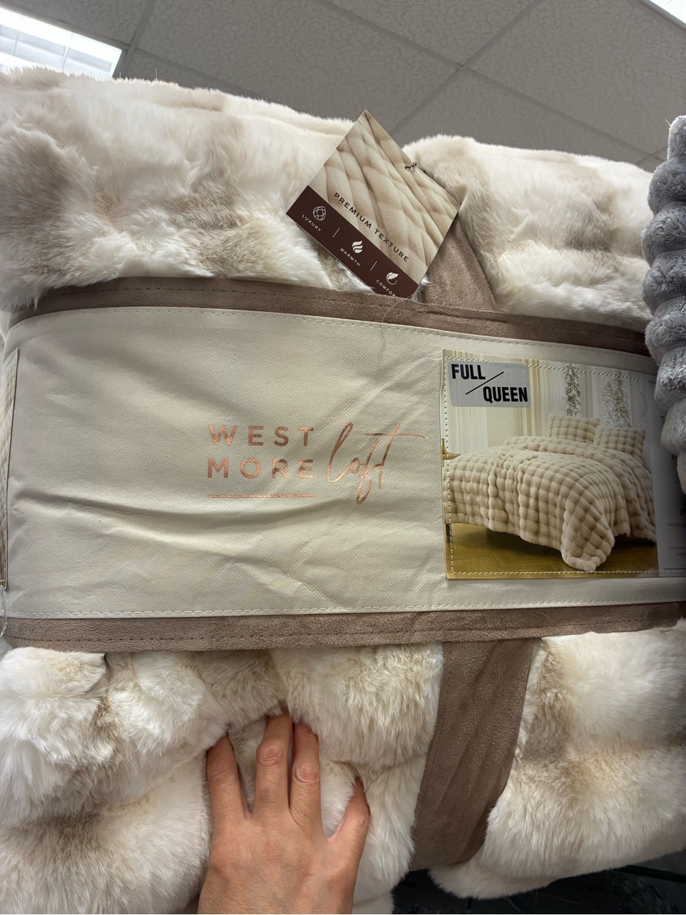 Cream Faux Fur Comforter - Full/Queen